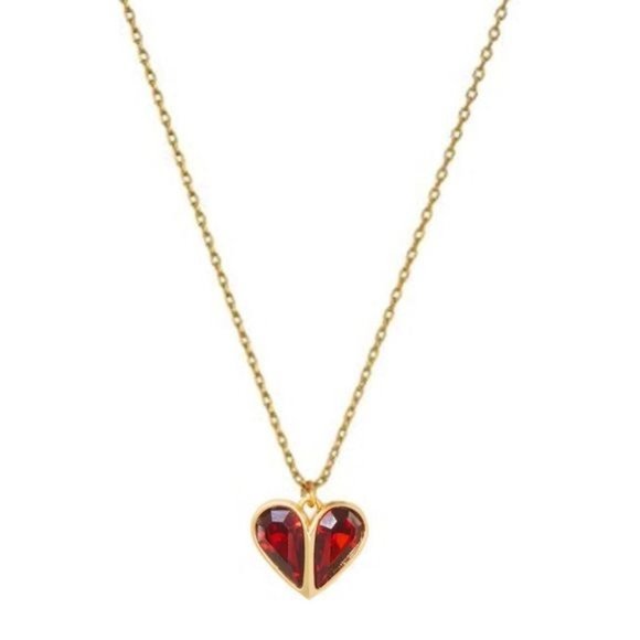 kate spade Jewelry - Kate Spade Rock Solid Heart Crystal Heart Pendant Necklace - RED with Dust Bag